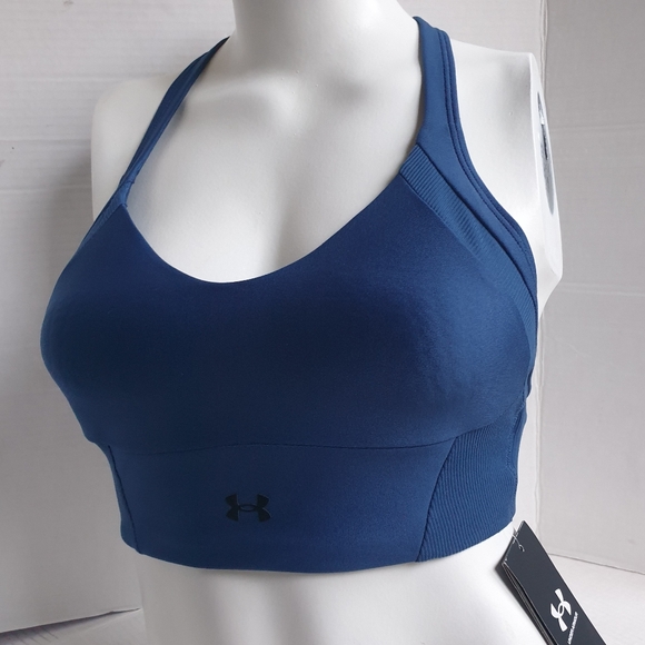 Under Armour Wm's UA Indigo Blue Infinity Medium Impact Racerback Sports Bra SM - Picture 9 of 16